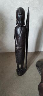 Houten beeld Masai krijger afrikaans houtsnijwerk, Ophalen of Verzenden