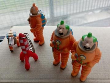 Tintin Lune  série de 5 figurines époque Lu
