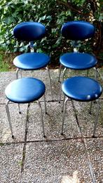 Originelen Vintage Set stoelen twee stuks en twee krukjes me, Ophalen, Twee, Blauw, Zo goed als nieuw