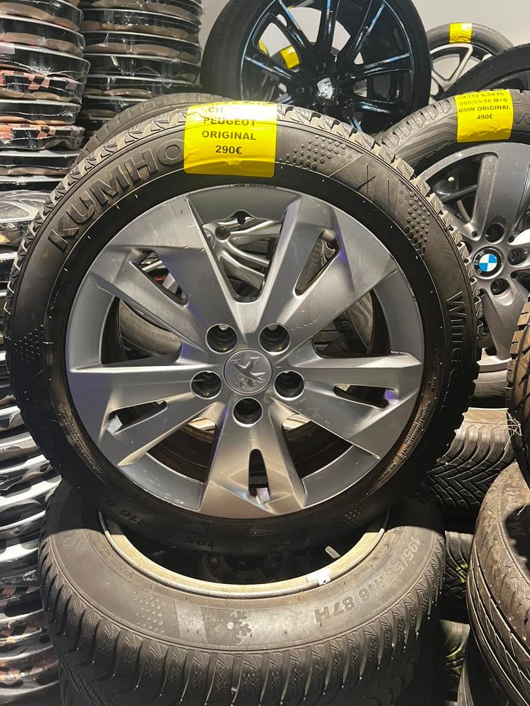 Kit jantes Peugeot d’origine 16” + pneus Kumho, Auto-onderdelen, Banden en Velgen, Band(en), Ophalen