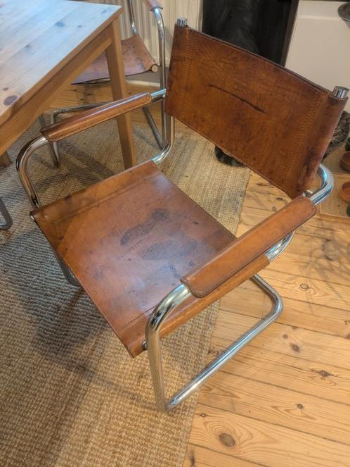 vintage design Bauhaus Marcel Breuer, Huis en Inrichting, Stoelen, Gebruikt, Leer, Bruin, Ophalen