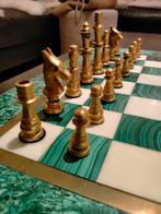 Luxe Schaakspel in malachiet .