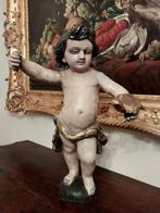 Antieken houten putti beeld 74cm, Ophalen