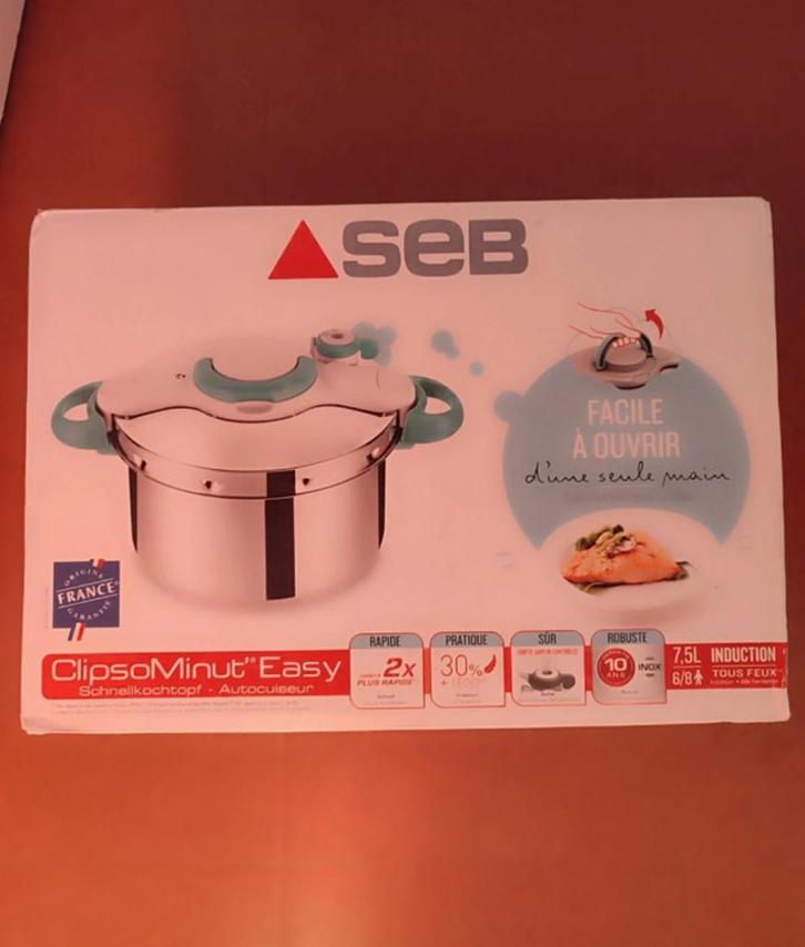 Seb ClipsoMinut'easy+ 7,5 l, roestvrijstalen snelkookpan, Huis en Inrichting, Keuken | Potten en Pannen, Nieuw, Kookpan of Snelkookpan