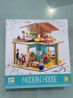 Djeco Modern House speelhuis incl. Inrichting alle kamers, Kinderen en Baby's, Speelgoed | Educatief en Creatief, Zo goed als nieuw