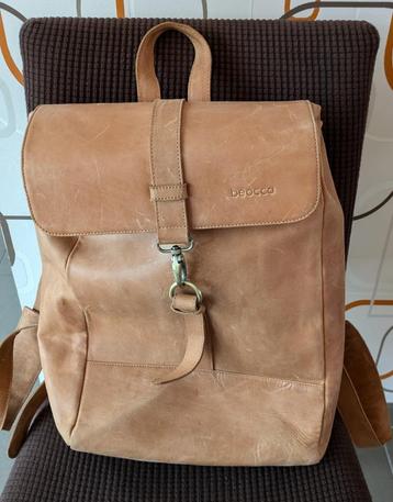 Beocca Leren rugzak Bryce cognac - 17''laptoptas, Ophalen of Verzenden, Gebruikt, Overige merken