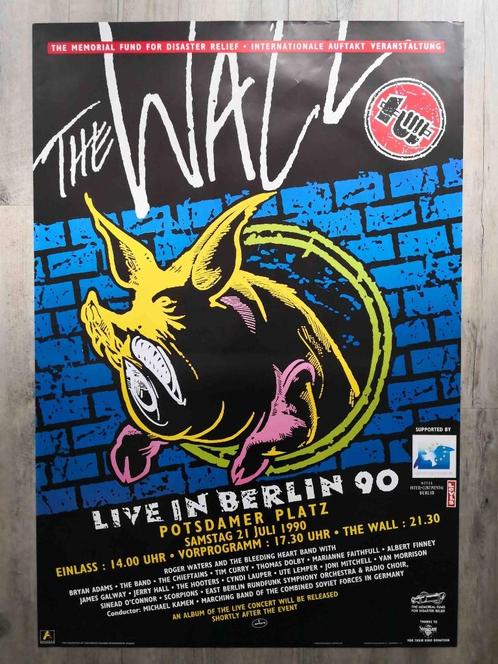 Originele poster - THE WALL - ROGER WATERS - BERLIJN 1990, Verzamelen, Posters, Zo goed als nieuw, Muziek, Deurposter of groter