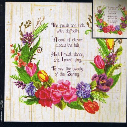 Borduurpakket Spring Sentiments van Janlynn, Hobby en Vrije tijd, Borduren en Borduurmachines, Nieuw, Borduurpakket, Verzenden