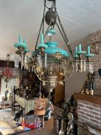 2 grote antieke lusters met opaline, Huis en Inrichting, Lampen | Kroonluchters, Ophalen, Gebruikt