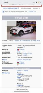 Phare ARG citroen c3 generation 3 phase 1 2016-20202, Utilisé, Citroën