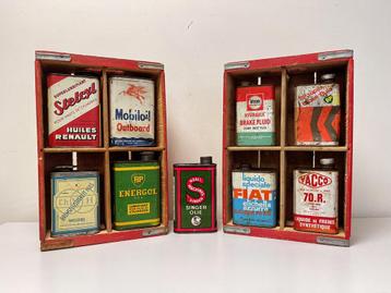 Oude olieblikken 1 liter, Verzamelen, Merken en Reclamevoorwerpen, Ophalen of Verzenden, Gebruikt, Reclamebord