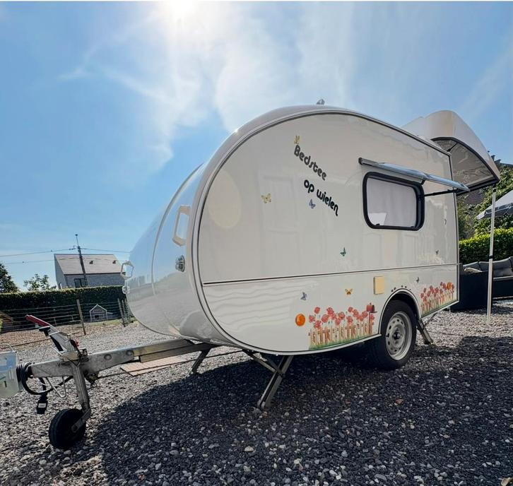 Mini caravan -750kg Rijbewijs B, Caravanes & Camping, Caravanes, Particulier, jusqu'à 2, jusqu'à 500 kg, jusqu'à 4 m, Auvent, Auvent