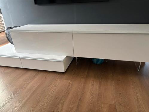Tv combinatie wit en zwart glanzend, Huis en Inrichting, Kasten |Televisiemeubels, Zo goed als nieuw, Ophalen