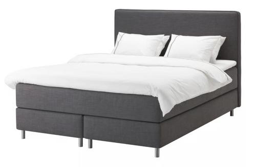 Boxspring (zonder achterwand), Huis en Inrichting, Slaapkamer | Boxsprings, Gebruikt, 180 cm, 200 cm, Tweepersoons, Grijs, Ophalen