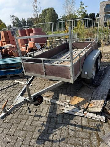 aanhangwagen dubbel as - ongeremd - open remorque aanhanger beschikbaar voor biedingen