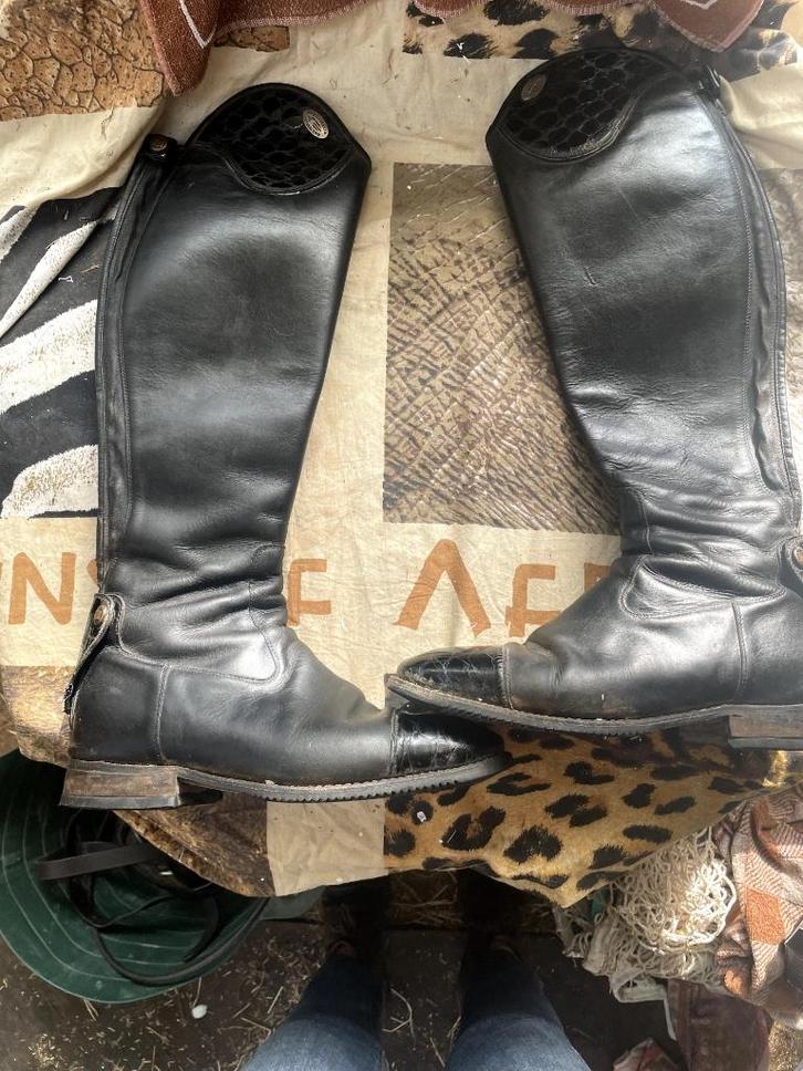 Lederen rijlaarzen De Niro zwart met details uit lak maat 42, Dieren en Toebehoren, Paardrijkleding, Gebruikt, Dames, Schoeisel