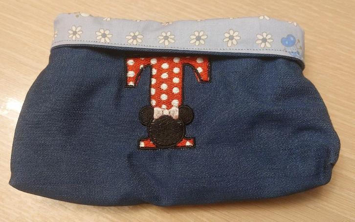 Pochette vide-poches en jeans avec la lettre T et Minnie., Bijoux, Sacs & Beauté, Trousses de toilette, Neuf, Garçon ou Fille