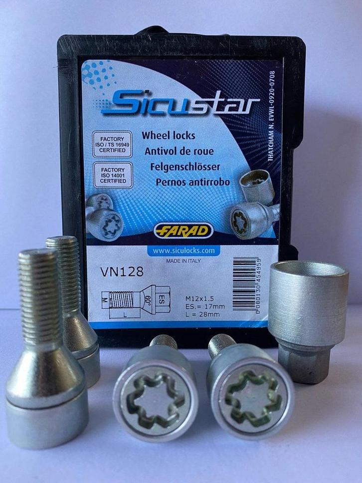 Nieuwe Wielsloten Slotbouten M12x1.5 28mm Anti Diefstal bout, Auto-onderdelen, Overige Auto-onderdelen, Nieuw, Ophalen of Verzenden