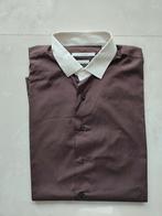 taupe hemd, witte kraag en manchetten. Carven. XXL, Ophalen of Verzenden, Zo goed als nieuw, Carven, Overige halswijdtes