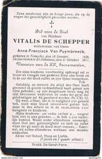 Bp. De Schepper Vitalis. ° Temsche 1828 † St. Nikolaas 1911, Ophalen of Verzenden, Bidprentje
