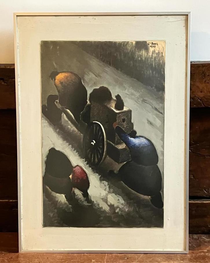 Technique mixte Geo Noël, Antiek en Kunst, Kunst | Schilderijen | Abstract, Ophalen