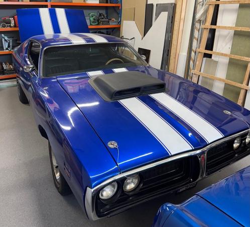 Dodge charger 1971, Auto's, Dodge, Particulier, Charger, Benzine, Euro 2, Coupé, 2 deurs, Automaat, Blauw, Zwart, Kunstmatig leder
