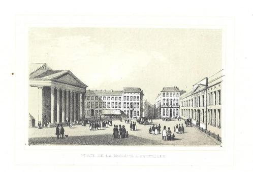 1844 - Muntplein Brussel / Bruxelles la Monnaie, Antiek en Kunst, Kunst | Etsen en Gravures, Verzenden