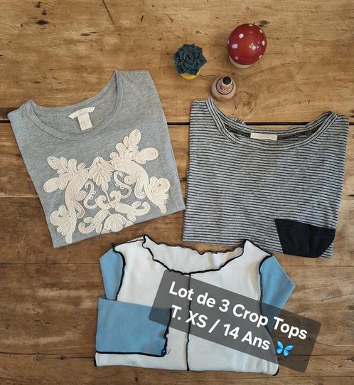 Set van 3 T-shirts  Croptop voor meisjes - Mt.XS/14 J., Kinderen en Baby's, Kinderkleding | Maat 164, Zo goed als nieuw, Meisje