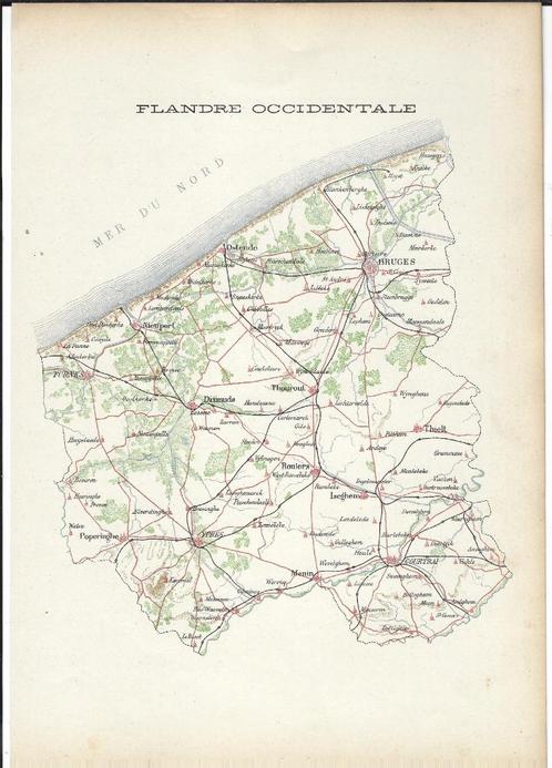 1890 - Provincie West-Vlaanderen, Boeken, Atlassen en Landkaarten, Verzenden