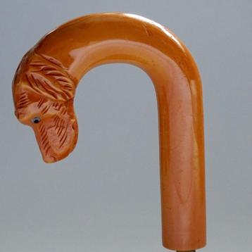 Prachtige Hondenkop in Amber kleurig Bakeliet/Catalin Greep beschikbaar voor biedingen