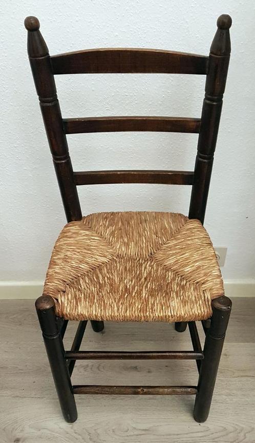 Oude stoel in hout en stro, 19e eeuw, Antiek en Kunst, Antiek | Meubels | Stoelen en Sofa's, Ophalen