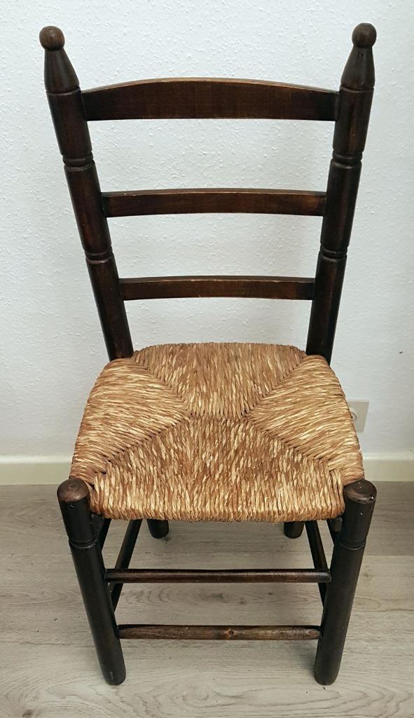 Oude stoel in hout en stro, 19e eeuw, Antiek en Kunst, Antiek | Meubels | Stoelen en Sofa's, Ophalen