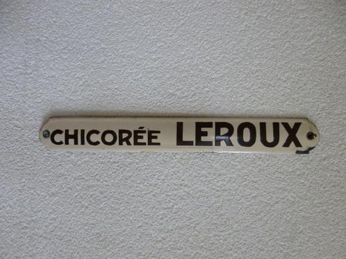 EMAILLE DEURPOST BORDJE"CHICOREE LEROUX"UIT JAREN 30, Verzamelen, Merken en Reclamevoorwerpen, Gebruikt, Reclamebord, Ophalen of Verzenden