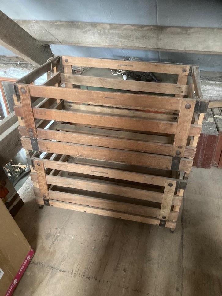 2 Zeer unieke Grote Oude Franse Fruitkisten inklapbaar, Maison & Meubles, Accessoires pour la Maison | Coffres, Utilisé, Moins de 50 cm