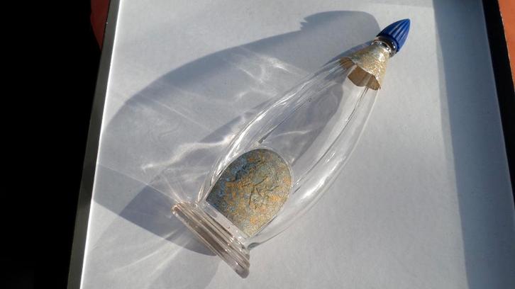 Oude parfumfles RAMAGE van Bourgeois, Verzamelen, Overige Verzamelen, Ophalen of Verzenden