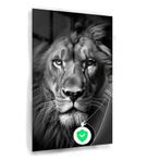 Lion noir et blanc Poster 80x120cm brillant, 100 à 125 cm, 75 cm ou plus, Envoi, Création originale