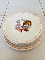 Set van 4 versierde pizzaborden en 1 pizzaschaal, Ophalen, Zo goed als nieuw, Keramiek, Bord(en)