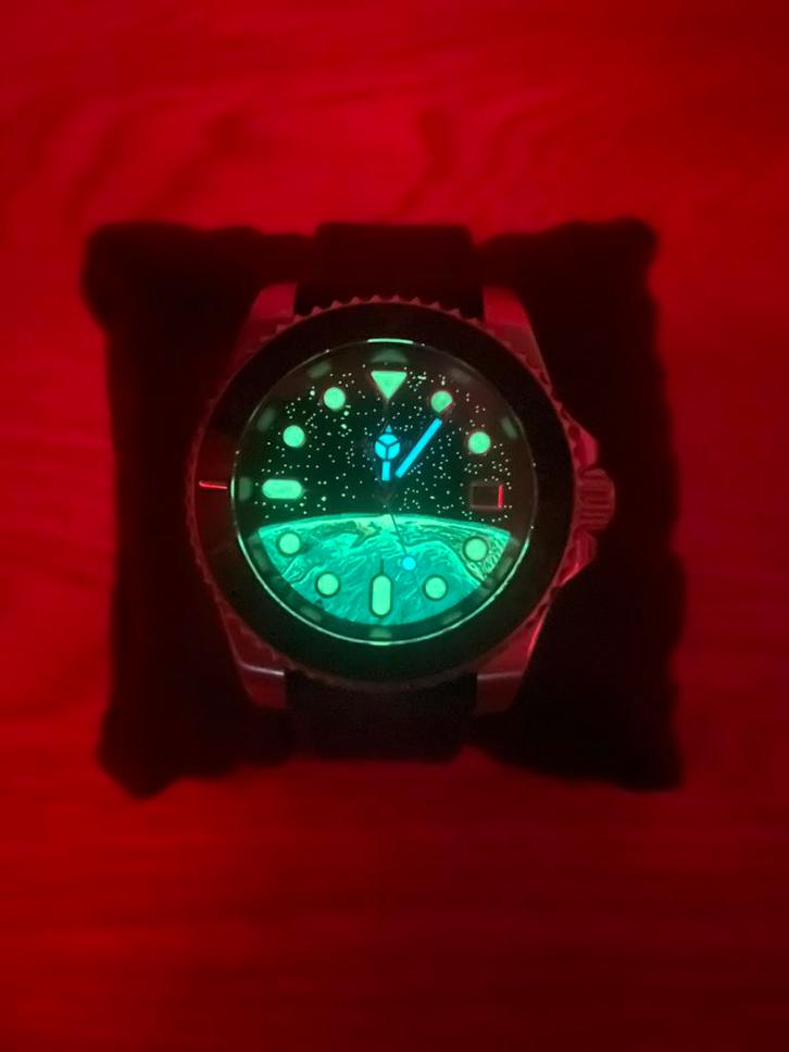 Automatische horloge, Handtassen en Accessoires, Horloges | Kinderen, Zo goed als nieuw, Blauw, Ophalen of Verzenden