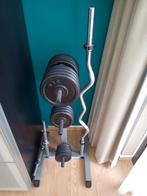 Poids fonte (56kg) 28mm+ barre EZ + haltères + arbre à poids, Sports & Fitness, Enlèvement, Comme neuf