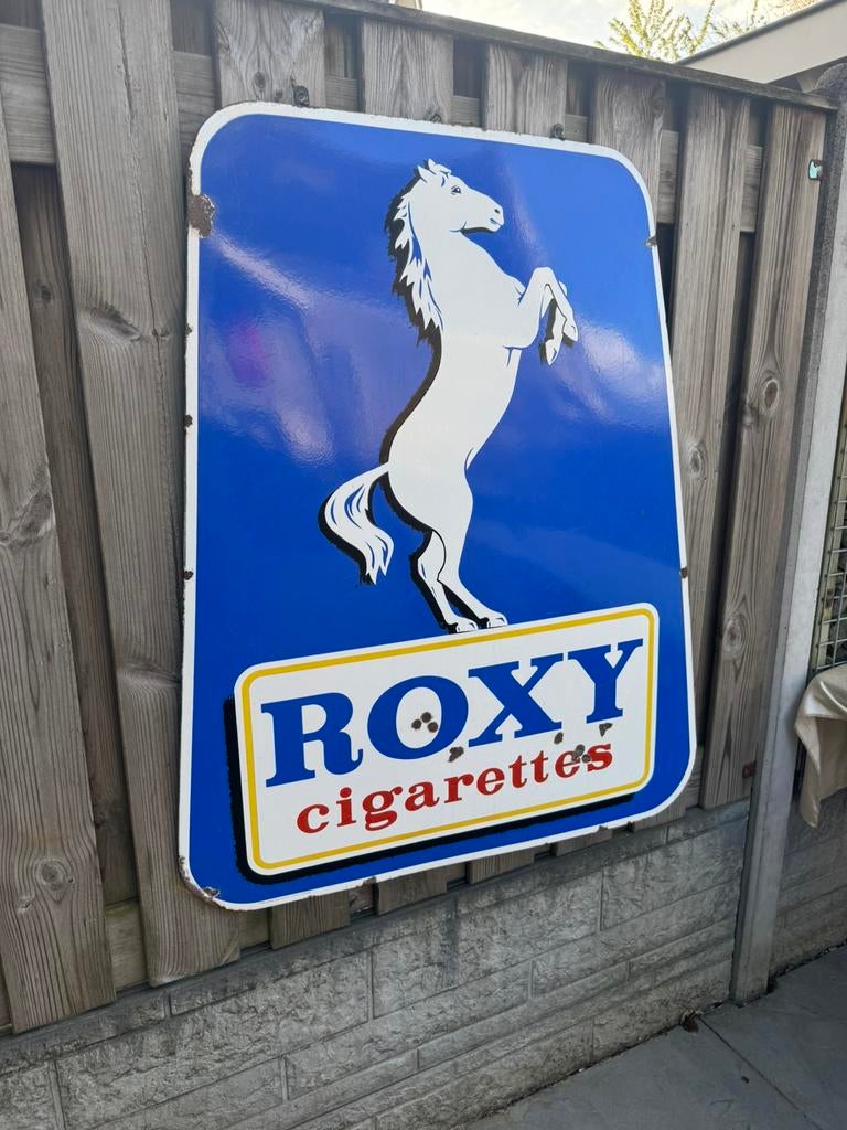 ROXY sigaretten emaile reclamebord XL, Ophalen, Gebruikt, Reclamebord