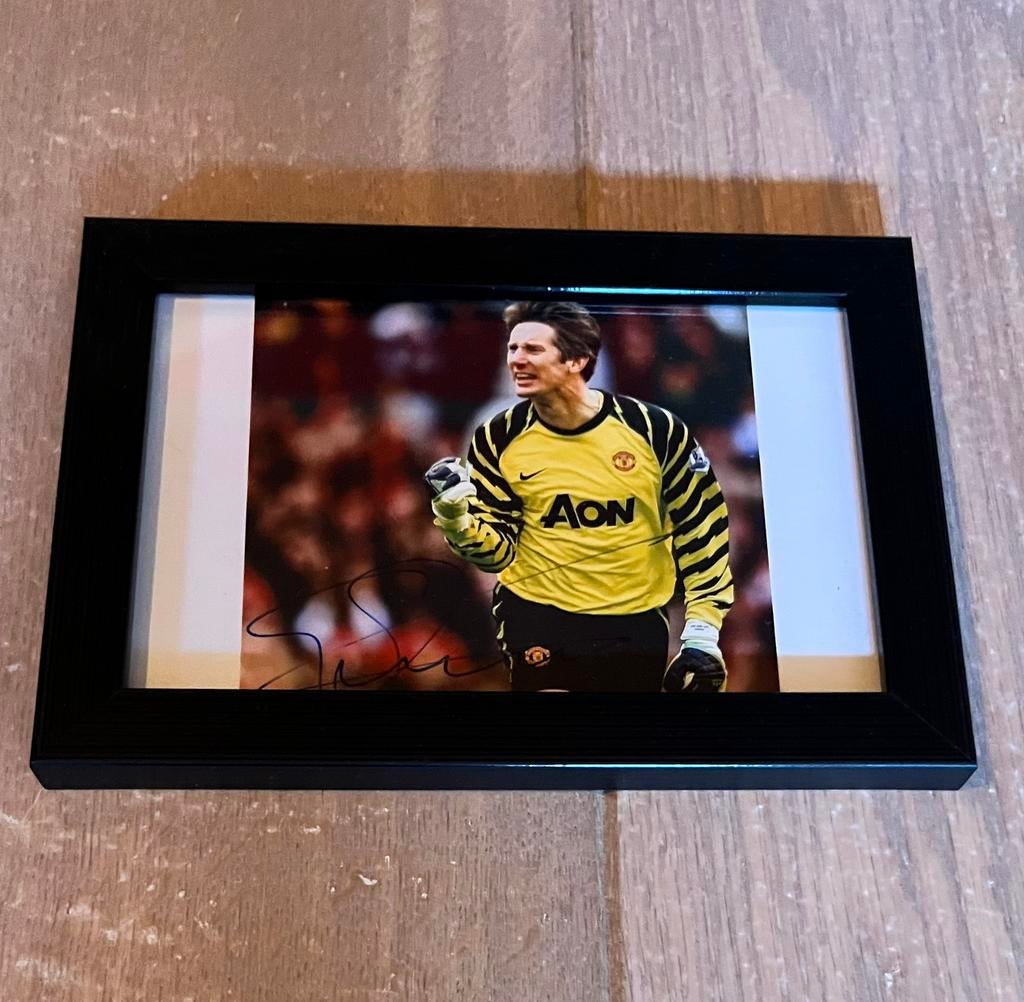 Gesigneerde foto Van Der Sar, Verzenden, Zo goed als nieuw, Spelerskaart