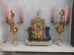 prachtige antieke franse schouwklok pendule + 2 kandelaars, Antiek en Kunst, Ophalen