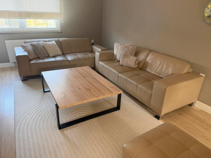 Lederen zetels 3+3+1 zit, Huis en Inrichting, Zetels | Complete zithoeken, Zo goed als nieuw, Ophalen