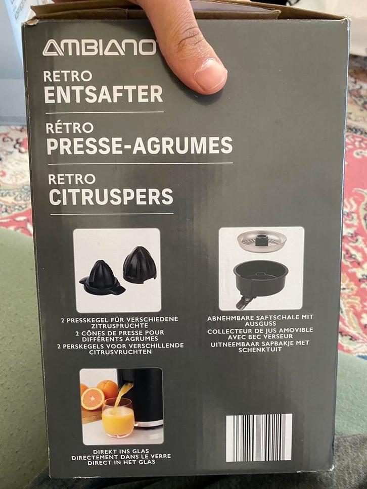 NIEUW: Ambiano Retro Elektrische Citruspers - 3 Jaar Garanti, Elektronische apparatuur, Blenders, Nieuw, Ophalen of Verzenden