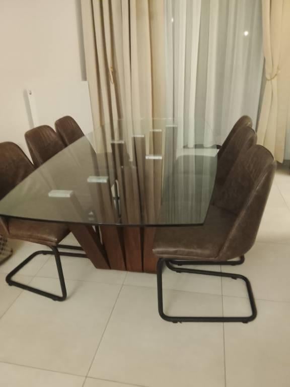 Table Salle à manger + 6 chaises, Enlèvement, Verre
