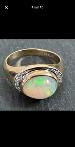 Belle bague en argent massif plaqué or avec opale d'Éthiopie, Neuf, Jaune, Enlèvement, Argent