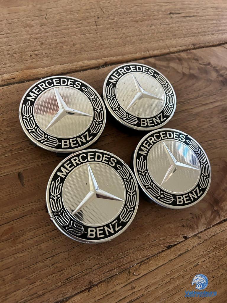 ORIGINELE Mercedes Benz naafkap naafdop set Zwart chroom, Auto diversen, Wieldoppen, Gebruikt, -, -, Ophalen of Verzenden