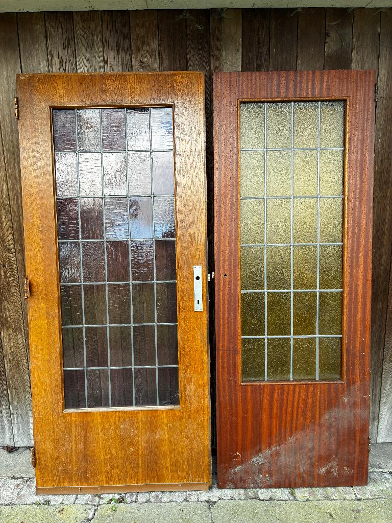 Massieve binnendeuren met loodglas, Ophalen, Gebruikt, Glas, Binnendeur