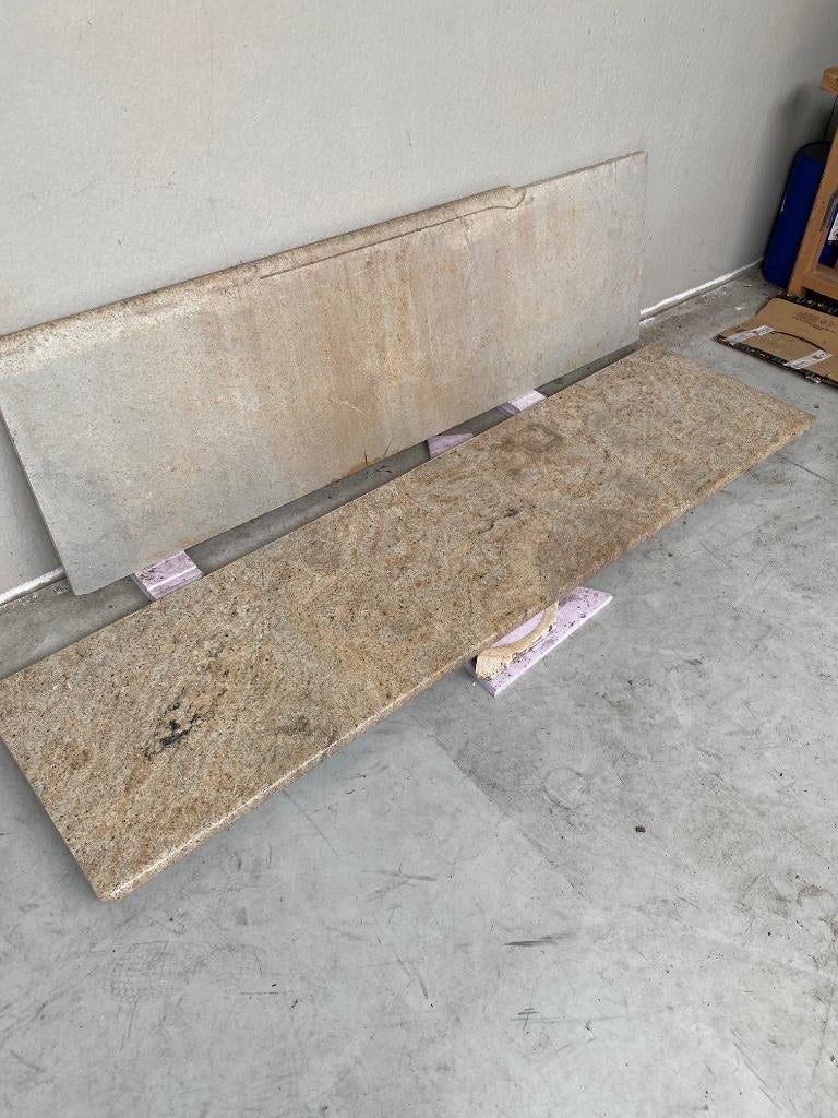 Plan de travail en marbre, Maison & Meubles, Beige, Comme neuf, Enlèvement, 200 cm ou plus