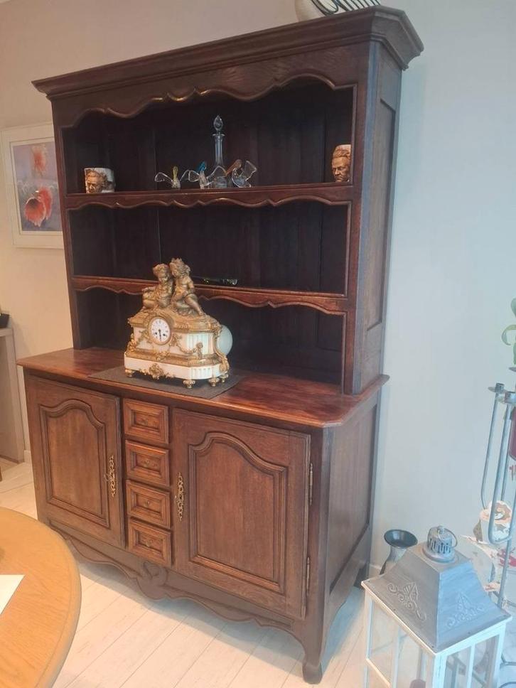 Meuble vaisselier en bois massif – buffet 2 corps style rust, Maison & Meubles, Armoires | Vitrines, Enlèvement ou Envoi